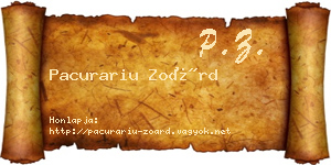 Pacurariu Zoárd névjegykártya
